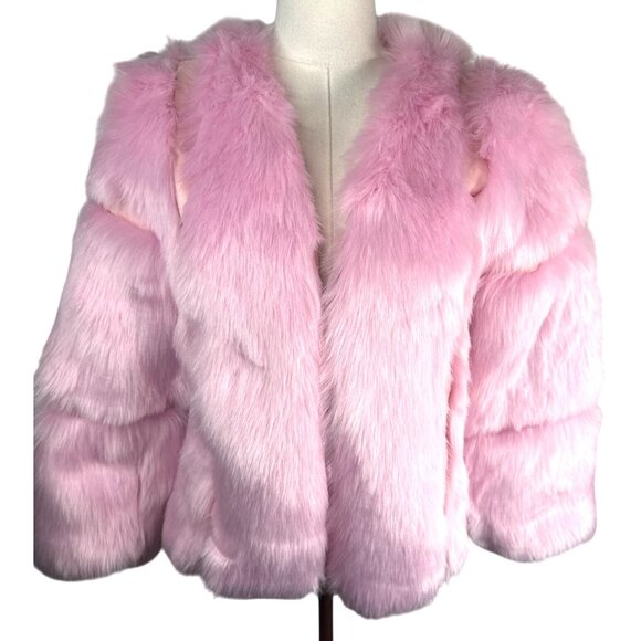 Pink Faux Luxury Fur Jacket Small Lining Soft Plush Warm Winter NEW - Picture 8 of 16